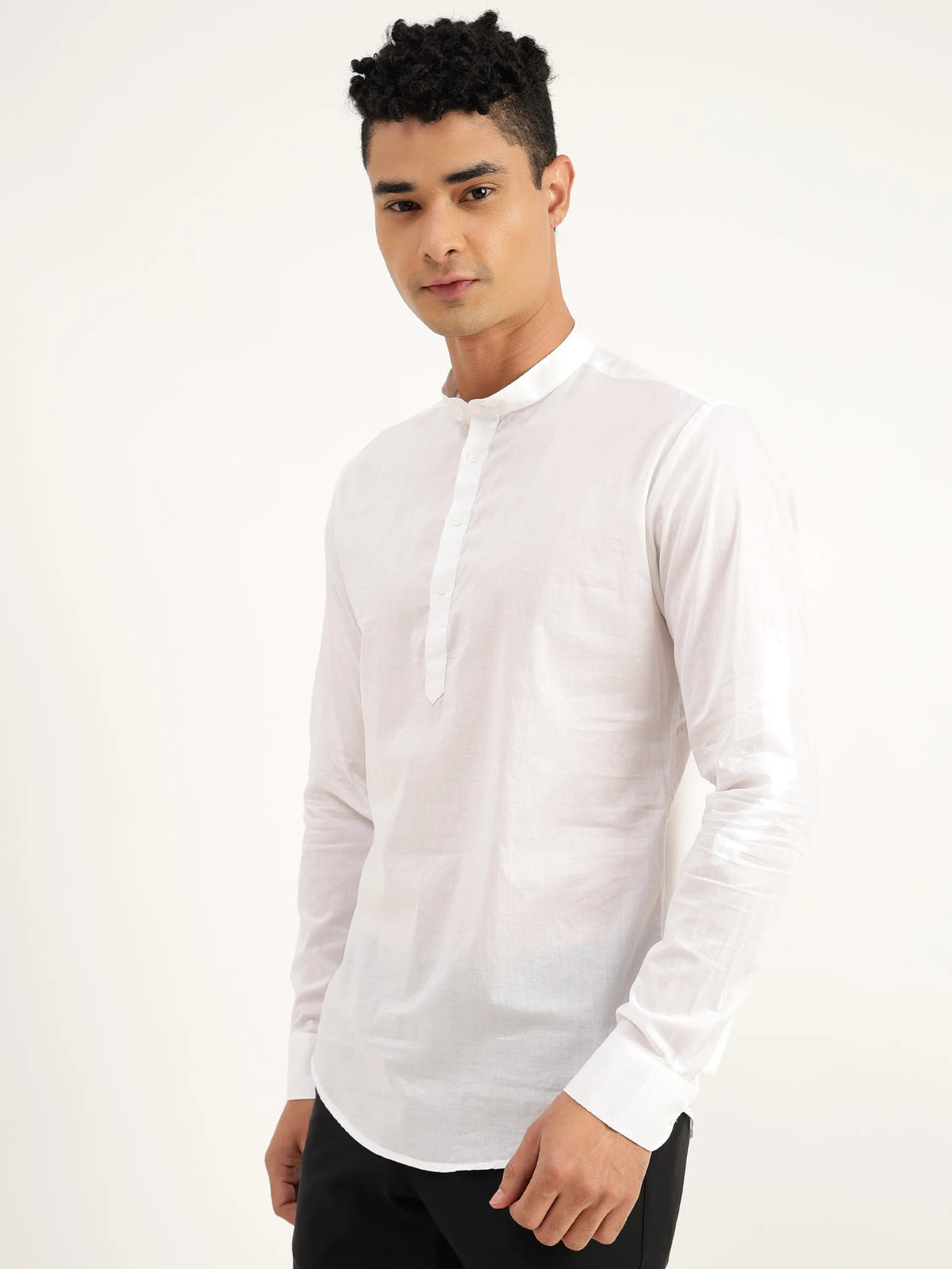 Baobab White Cotton Kurta Shirt - Black & Gold