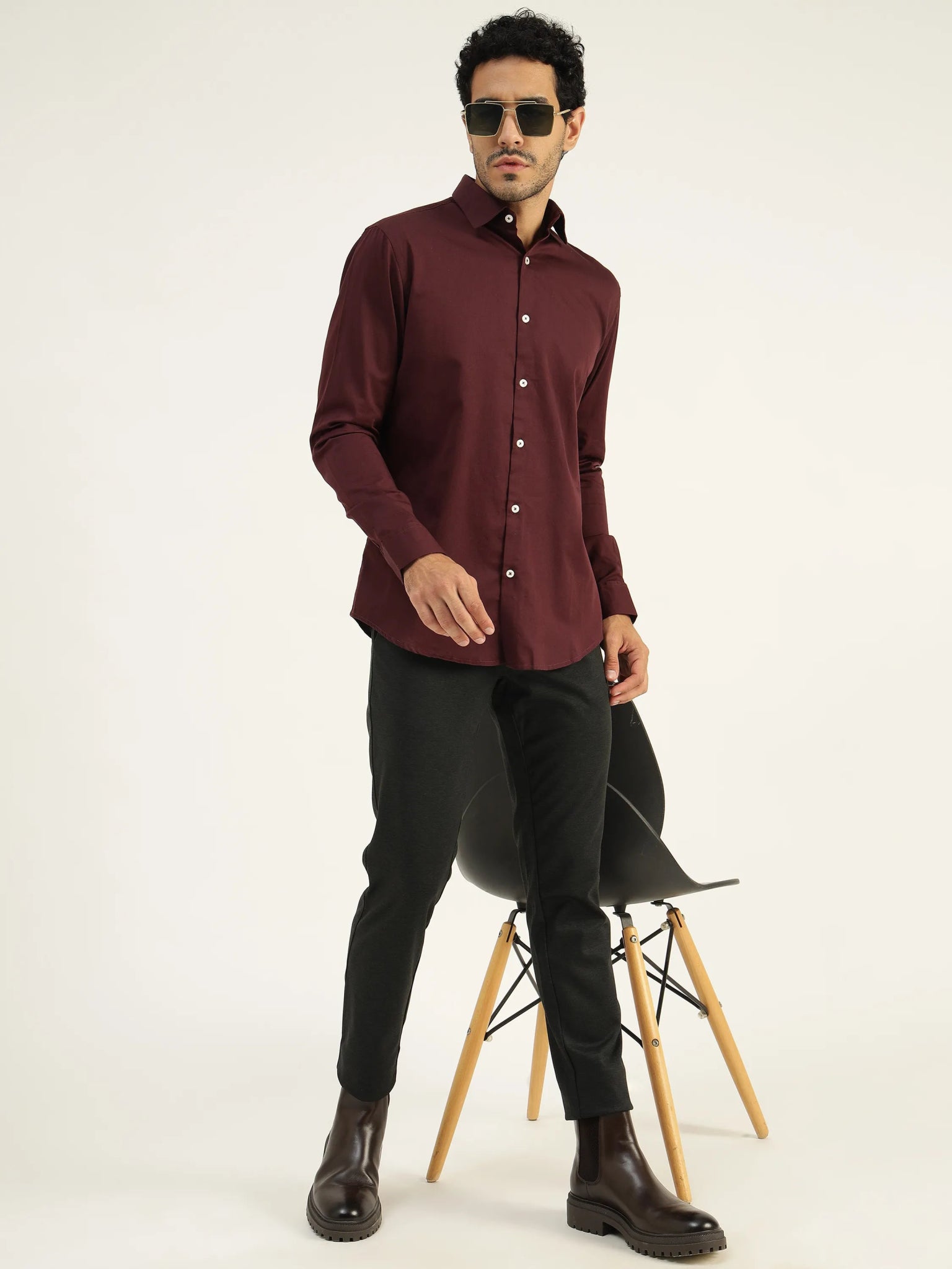 Briar Wine Cotton Satin Shirt - Black & Gold