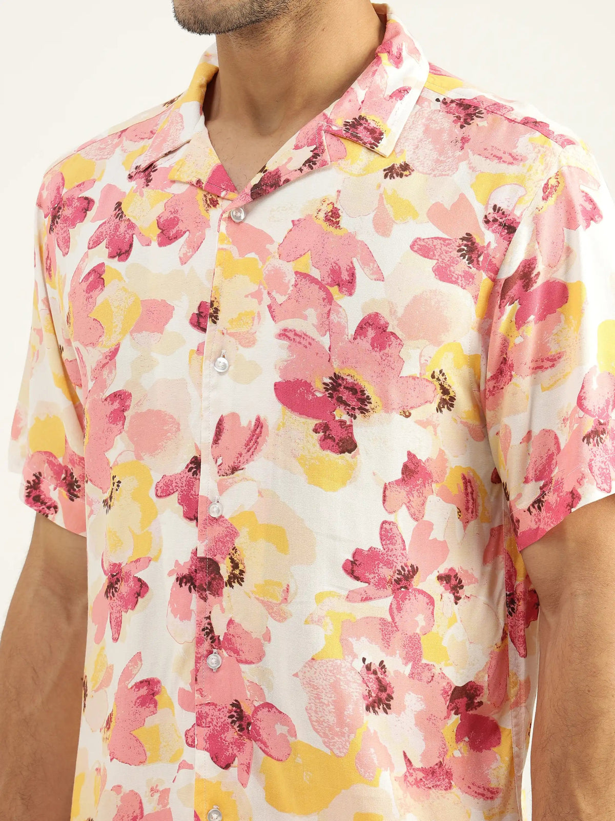 Bud Pink Printed Shirt - Black & Gold