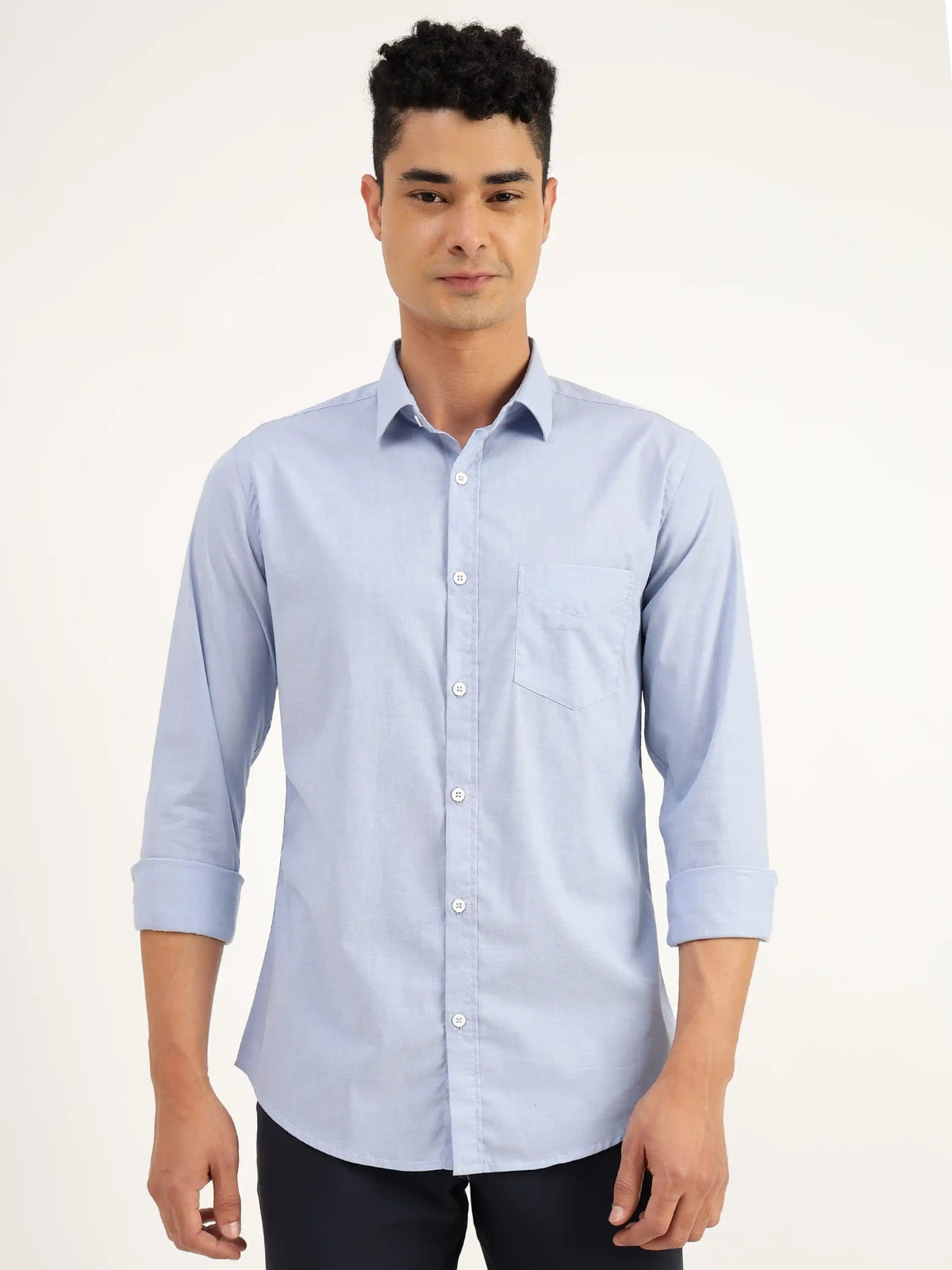 Chan Blue Chambray cotton Shirt - Black & Gold