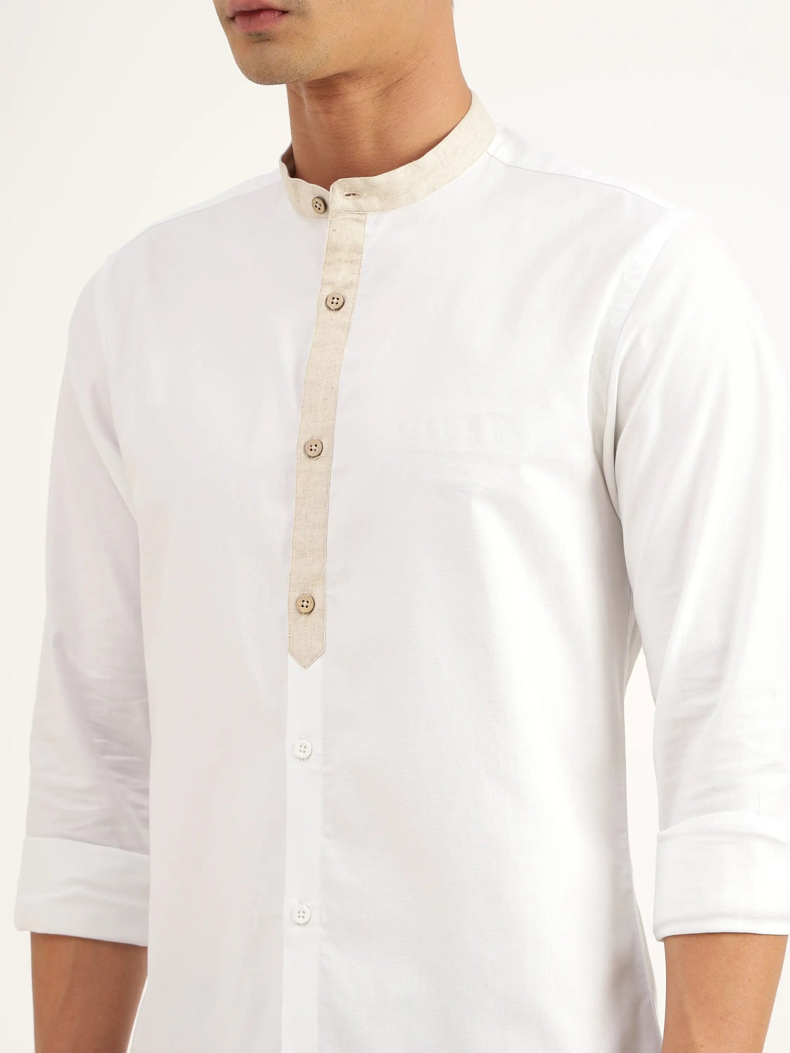 Elwood White Cotton Shirt - Black & Gold