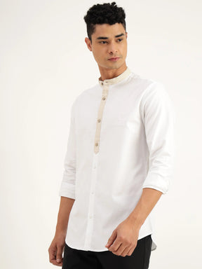 Elwood White Cotton Shirt - Black & Gold