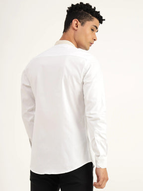 Elwood White Cotton Shirt - Black & Gold