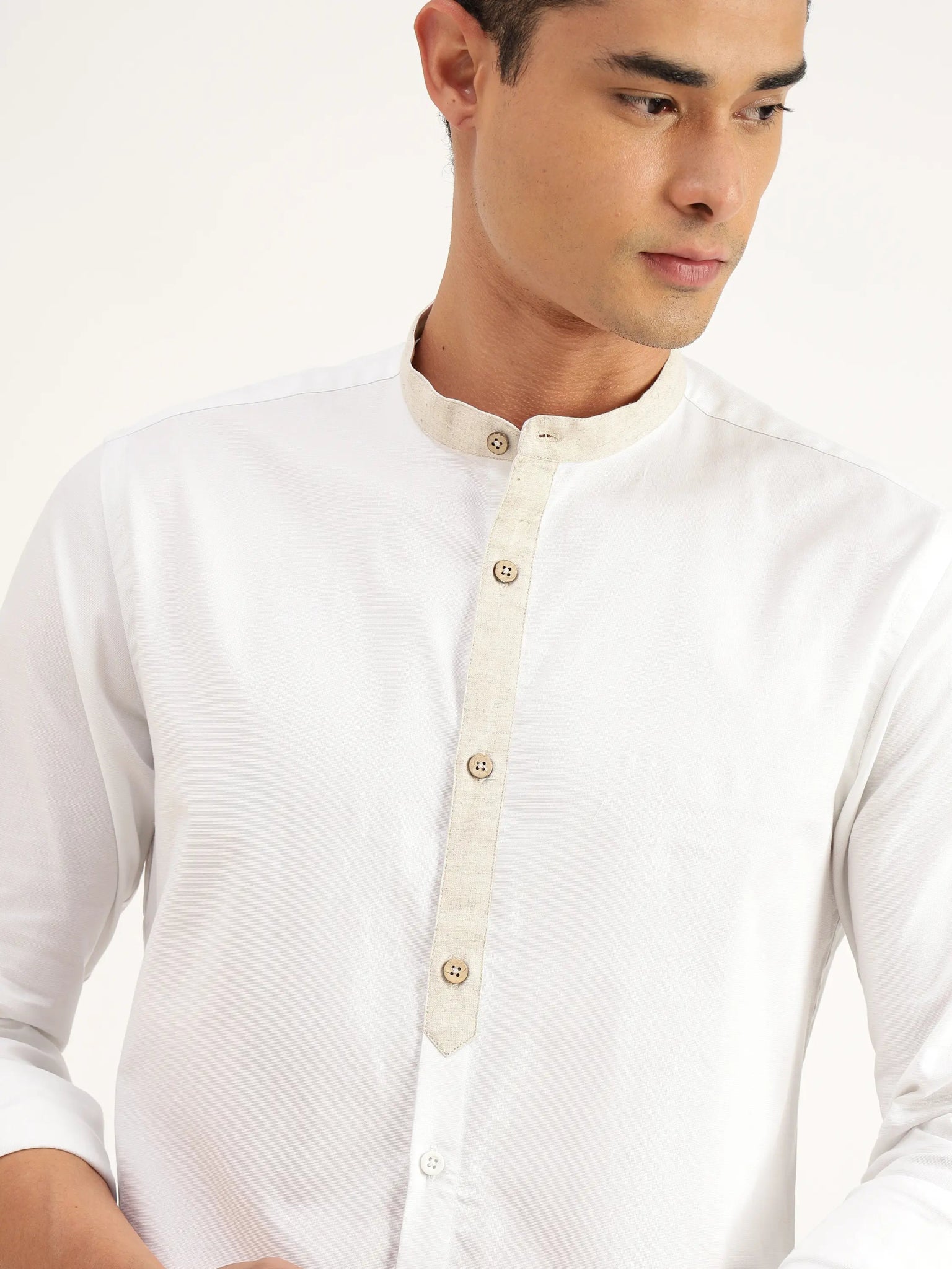 Elwood White Cotton Shirt - Black & Gold