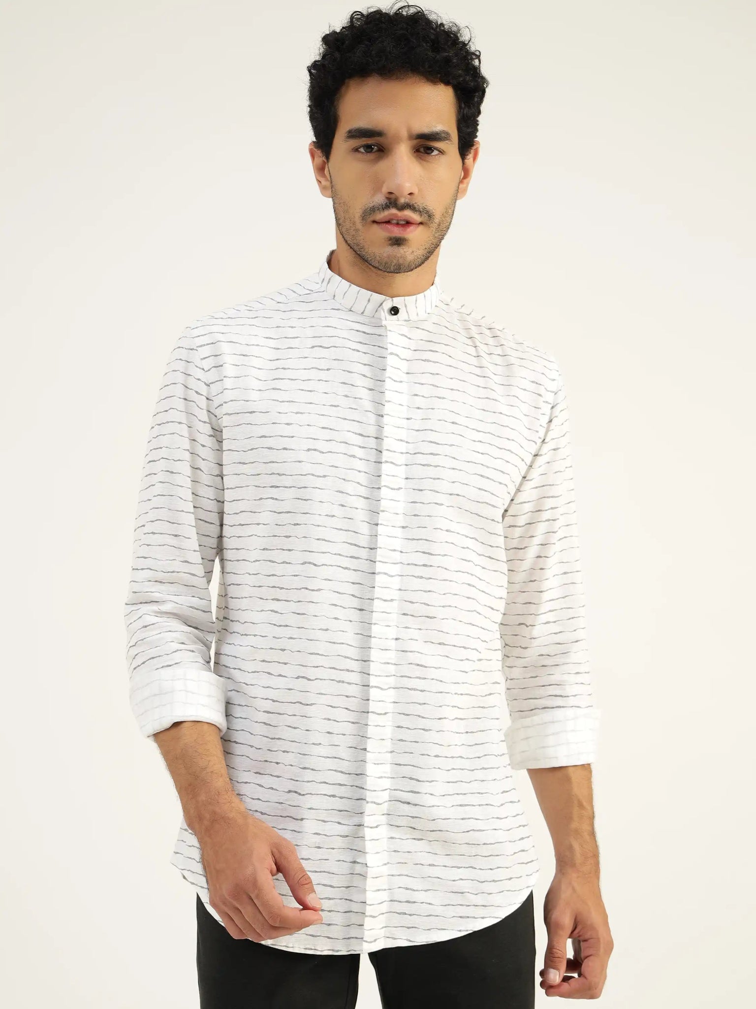 Oak White Stripe Shirt - Black & Gold