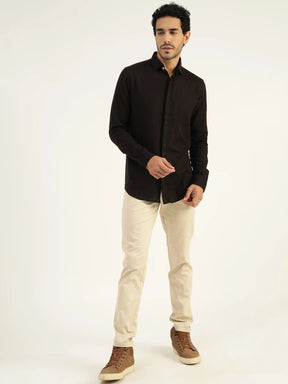 Oakley Black Printed Linen Shirt - Black & Gold