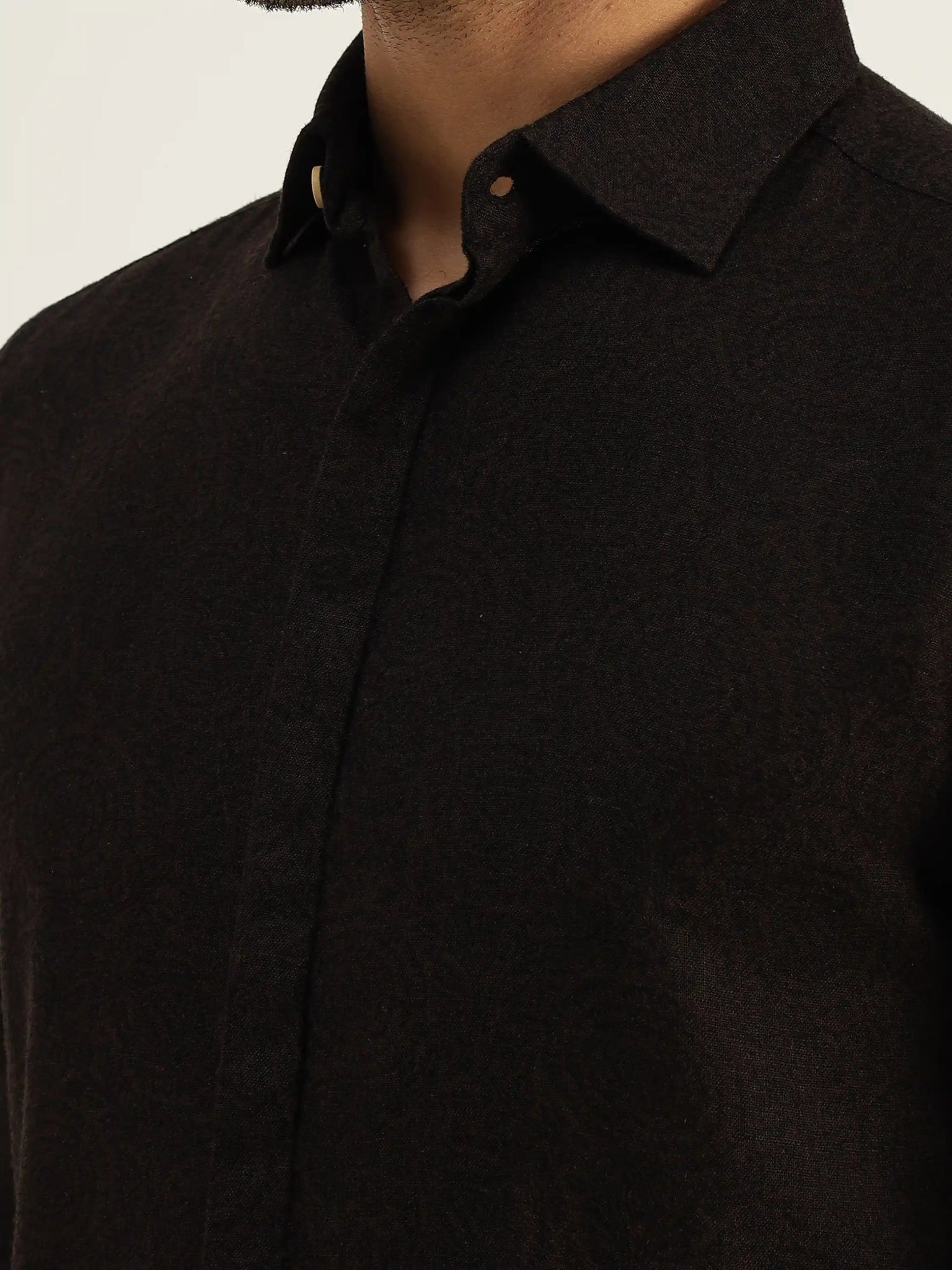 Oakley Black Printed Linen Shirt - Black & Gold